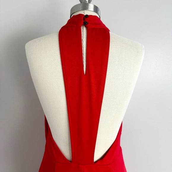Maeve Anthropologie Halter Flounced Midi Dress Red Womens Size M Petite New - Picture 6 of 14